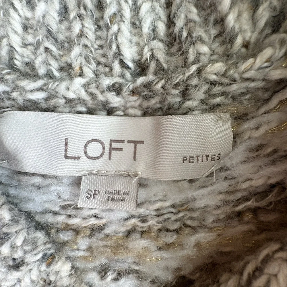 Loft Fair Isle Sweater SP Gray Chunky Knit Pullover Nordic Cottagecore Cabincore